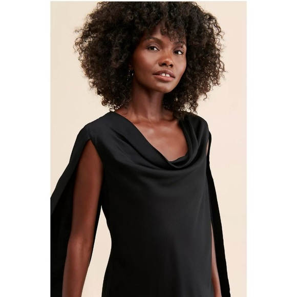 Anthropologie Maeve Flowy Bell Slit Sleeve Lined Black Minidress Size 0 XXS XS - Picture 2 of 10